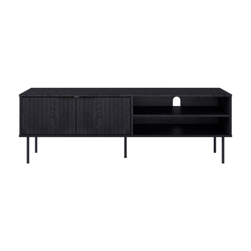 CorLiving Lysander 59'' Wide Black Fluted TV Stand with Two Doors and Shelves