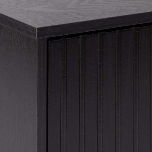 CorLiving Lysander 59'' Wide Black Fluted TV Stand with Two Doors and Shelves