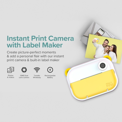 myFirst Camera Insta Wi - Instant Print Camera for Kids with Front & Selfie Lens, 12MP Photos, 1080P Video, Label Maker, microSD, Neck Lanyard
