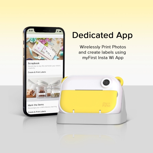 myFirst Camera Insta Wi - Instant Print Camera for Kids with Front & Selfie Lens, 12MP Photos, 1080P Video, Label Maker, microSD, Neck Lanyard