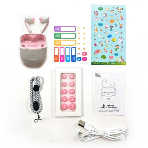 myFirst CareBuds – Wireless Bluetooth Earbuds for Kids, 85dB Limit, Anti-Lost Strap, Built-in Mic, Touch Control, Easy Pairing, Long Playtime, Safe