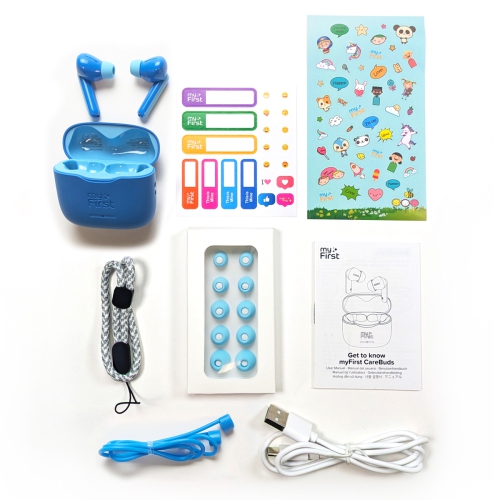 myFirst CareBuds – Wireless Bluetooth Earbuds for Kids, 85dB Volume Limit, Anti-Lost Strap, Built-in Mic, Touch Control, Easy Pairing, Long Playtime,