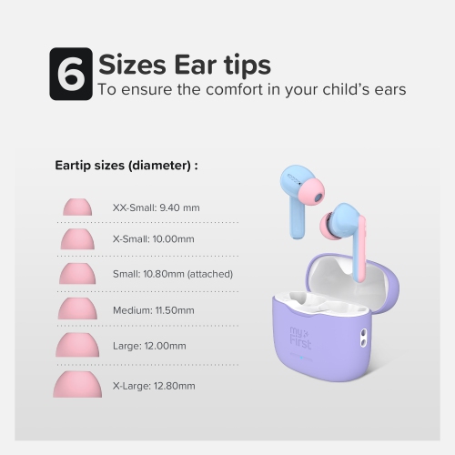 myFirst CareBuds – Wireless Bluetooth Earbuds for Kids, 85dB Limit, Anti-Lost Strap, Built-in Mic, Touch Control, Easy Pairing, Long Playtime, Safe