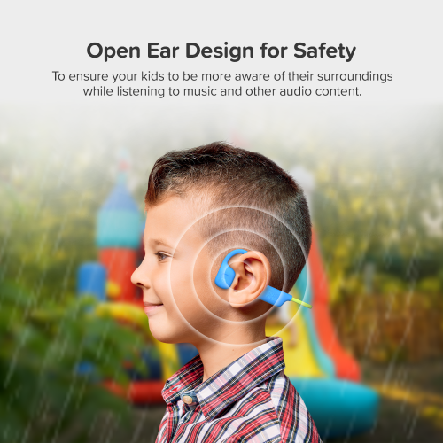 myFirst Headphones Airwaves Air Conduction Open Ear Wireless Bluetooth Headphones with Mic for Kids 4-12, 85dB Safe Limit, Long Battery Life,