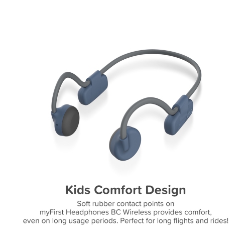 Écouteurs sans fil myFirst BC Lite - conduction osseuse, écouteurs boutons ouverts 100 % sans fil Bluetooth pour enfants - Bleu cosmique