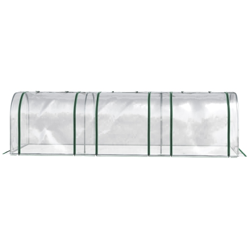 Outsunny 9.7' x 3' x 2.6' Plastic Mini Tunnel Greenhouse Garden Green Grow Shed Portable Plant Flower Warm House Steel Frame Zipped Doors, Clear
