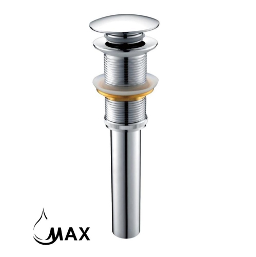 MAX Faucets Metal Push Pop-Up Sink Drain Without Overflow Chrome Finish