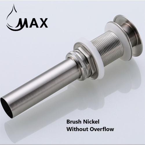 MAX Faucets Solid Brass Push Pop-Up Sink Drain Without Overflow Brushed Nickel Finish