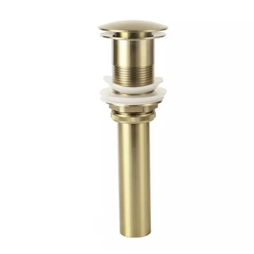 MAX FAUCETS  Metal Push Pop Up Sink Drain Without Overflow Brushed Finish In Gold