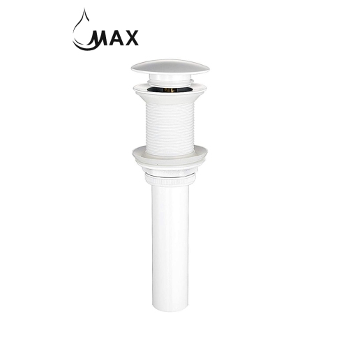 MAX Faucets White Push Pop-Up Sink Drain Without Overflow