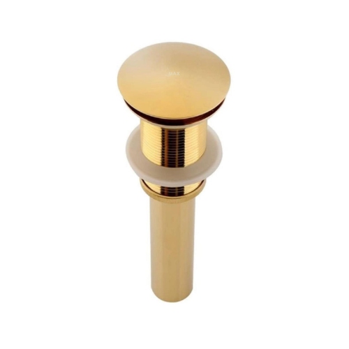 MAX FAUCETS  Metal Push Pop-Up Sink Drain Without Overflow Shiny Finish In Gold