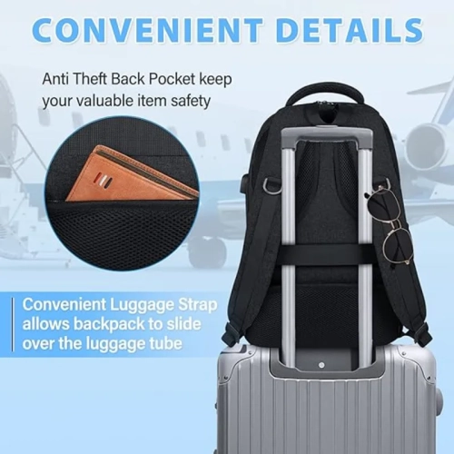 Large Capacity Laptop Backpack with USB Charging - Heavy Duty Daypack for School, Travel, and Business