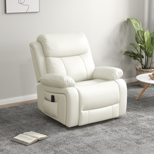Fauteuil de massage inclinable de HOMCOM, fauteuil berçant pivotant pour salon, canapé inclinable manuel en cuir PU avec télécommande et pochettes