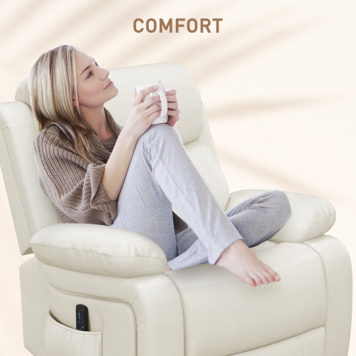 Fauteuil de massage inclinable de HOMCOM, fauteuil berçant pivotant pour salon, canapé inclinable manuel en cuir PU avec télécommande et pochettes