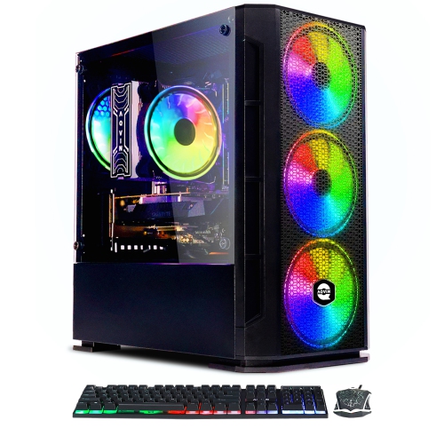AQVIN AQ10 Gaming Desktop Computer PC Tower - Black | Intel Core i7 Processor, 32GB DDR4 RAM, 1TB SSD, GeForce GTX 1050Ti GPU, Windows 11 Pro, RGB
