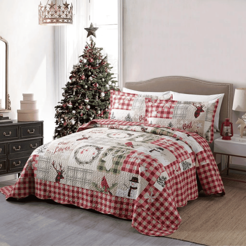 MARCIELO  Christmas Quilt Bedspread Set King Size - Holiday Bedding Gift for Kids Adults, 3 Pieces