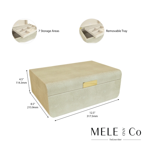 Mele and Co Rebecca Cream Reusable Tray Vegan Leather Organizing Store Jewelry Box