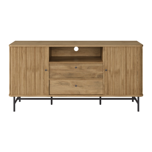 CorLiving Hikari Curved Sideboard Buffet TV Stand with drawers and steel legs