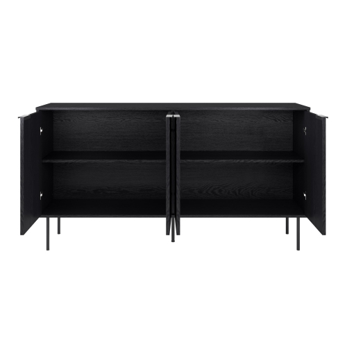 CorLiving Lysander 62'' Wide Fluted Sideboard Buffet TV Stand with Four Doors and Interior Shelves