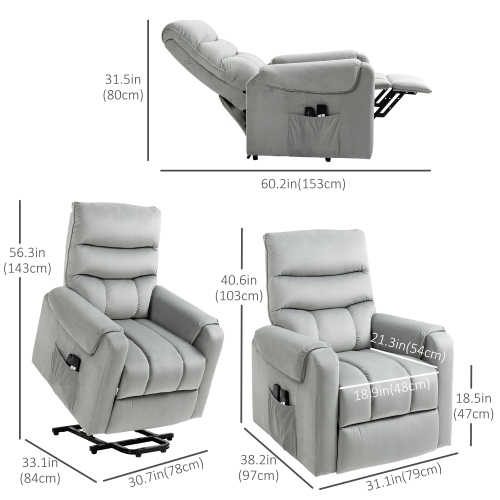 Fauteuil inclinable électrique pour personnes âgées de HOMCOM avec massage en 8 points, fauteuil inclinable électrique vibrant avec télécommande,