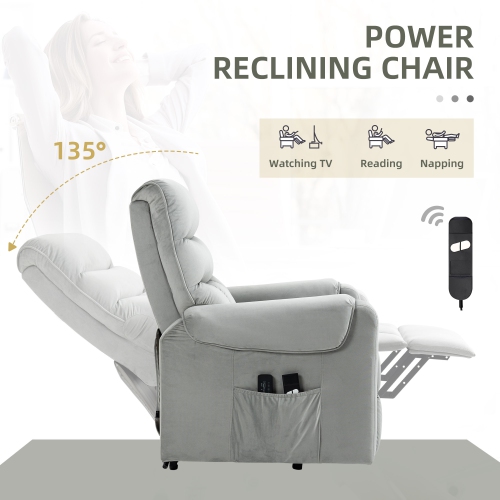 Fauteuil inclinable électrique pour personnes âgées de HOMCOM avec massage en 8 points, fauteuil inclinable électrique vibrant avec télécommande,