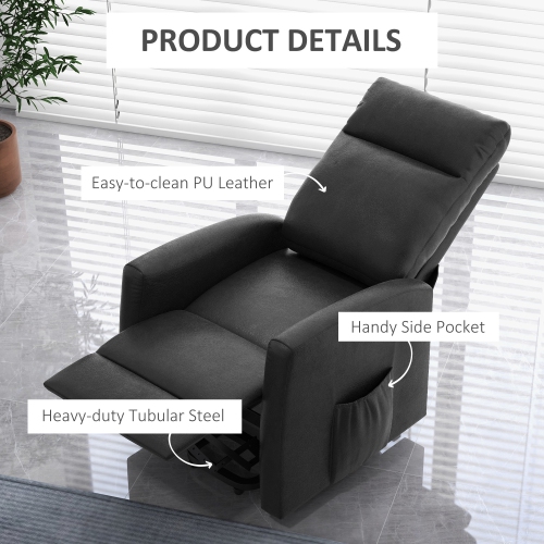Fauteuil inclinable électrique pour personnes âgées de HOMCOM, fauteuil inclinable électrique en cuir PU pour salon avec repose-pieds, télécommande,