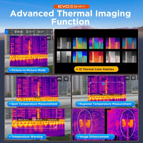 Autel Robotics EVO II Dual 640T Bundle V3, 640*512@30fps Thermal Imaging Sensor＆8K Visual Camera, 10+ Multiple Temperature Measurement Modes