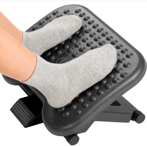 Adjustable Footrest Under Desk - Ergonomic Foot Rest w 3 Height Position - 30 Degree Tilt Angle Adjustment for Home, Office, Non-Skid Massage Surface Texture Improves Comfort