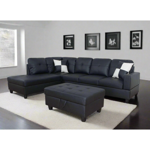 BELMONT - SECTIONAL WITH STORAGE OTTOMAN AND TWO TOSS PILLOWS