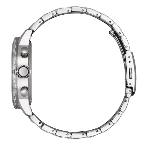 Montre pour hommes Eco-Drive 43,5 mm de Citizen avec boîtier et bracelet en acier inoxydable argenté et cadran noir