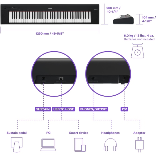 Piano numérique à 35 76 touches Piaggero NP-de Yamaha avec banc pour piano inclus!