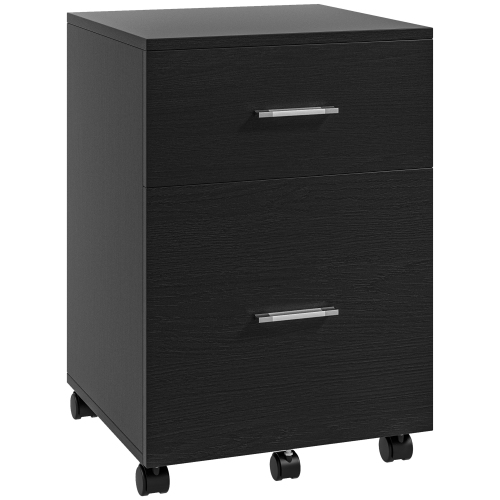 Vinsetto Mobile File Cabinet, 2-Drawer Filing Cabinet with Wheels, for Letter or A4 File, Study Home Office, Black