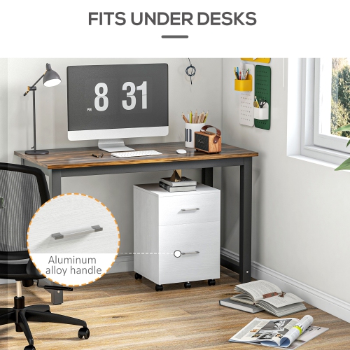 Vinsetto – Classeur vertical à roulettes, classeur mobile à 2 tiroirs, classeur de bureau pour dossiers de format lettre ou A4, bureau à domicile