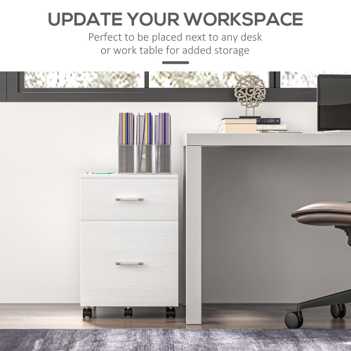 Vinsetto – Classeur vertical à roulettes, classeur mobile à 2 tiroirs, classeur de bureau pour dossiers de format lettre ou A4, bureau à domicile