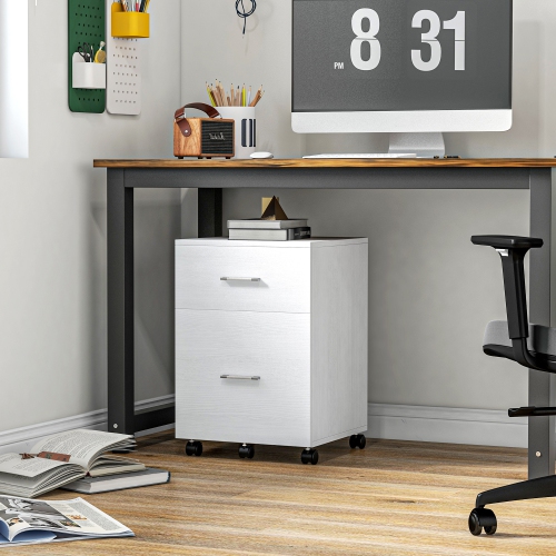 Vinsetto – Classeur vertical à roulettes, classeur mobile à 2 tiroirs, classeur de bureau pour dossiers de format lettre ou A4, bureau à domicile