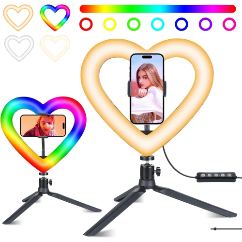 N 10 Ring Light with Tripod Stand and Phone Holder RGB LED