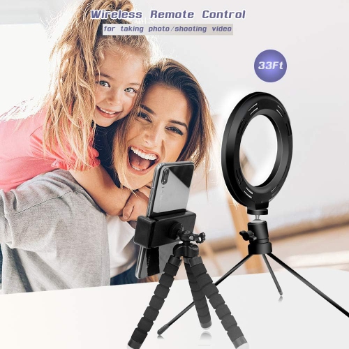 E Ring light, video conference lighting, 6'' RGB Selfie Ring Light on desktop, Mini LED Dimmable Ring Light with Cell Phone Holder Desktop LED Lamp