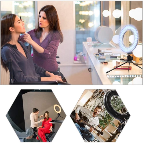 E Ring light, video conference lighting, 6'' RGB Selfie Ring Light on desktop, Mini LED Dimmable Ring Light with Cell Phone Holder Desktop LED Lamp