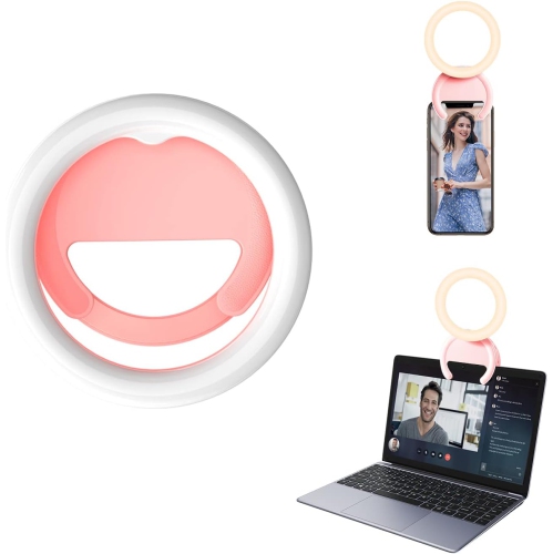 Ring Light for Laptop, Video Conference Lighting kit for Zoom Meetings, 500mAh Battery Operated Portable Ring Light, 3 Color Modes 3000K-7000K Dimmab