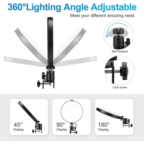 6'' Laptop Ring Light with Clamp, Video Conference Led Lighting Kit, 10 Brightness Level Led Desktop Light for Remote Meeting,YouTube Video, Selfie,
