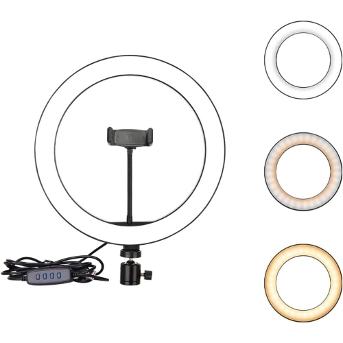 DOLAER  Ring Light O Dimmable \w 3 Light Modes & 10 Brightness Level Led Ring Fill Lights for Phone Live Stream Makeup Shooting (C(10" Ring Light \w