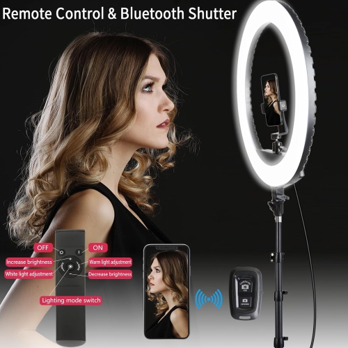 21 inch LED Ring Light with Tripod Stand, Video Ring Light for Selfie Photography Vlog Recording Conference Meeting Studio Portrait YouTube TikTok
