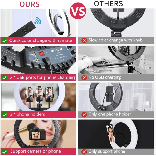 21 inch LED Ring Light with Tripod Stand, Video Ring Light for Selfie Photography Vlog Recording Conference Meeting Studio Portrait YouTube TikTok