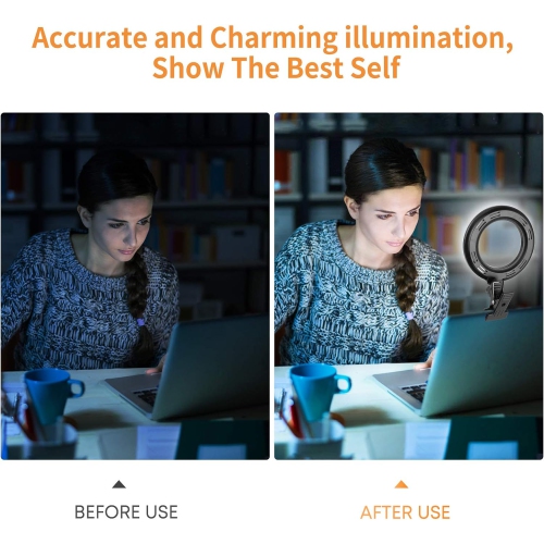 Ring Light, A Video Conference Lighting Kit 3200k-6500K Dimmable LED Ring Light Clip on Laptop Computer Monitor for Zoom Meeting/Remote Working/Video