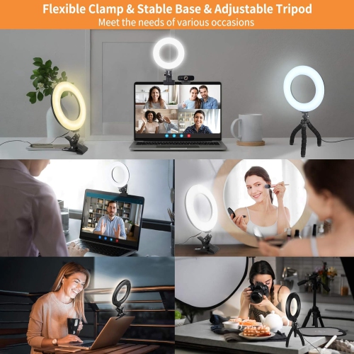 Ring Light, A Video Conference Lighting Kit 3200k-6500K Dimmable LED Ring Light Clip on Laptop Computer Monitor for Zoom Meeting/Remote Working/Video