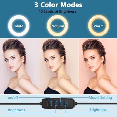 Overhead Phone Mount with Ring Light, C Overhead Tripod Phone Holder Mount for Video Recording, Flexible Articulating Arm Overhead Phone Stand Top