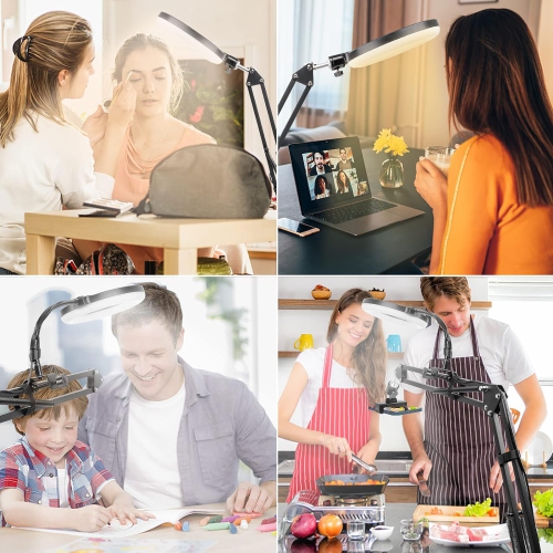 Overhead Phone Mount with Ring Light, C Overhead Tripod Phone Holder Mount for Video Recording, Flexible Articulating Arm Overhead Phone Stand Top