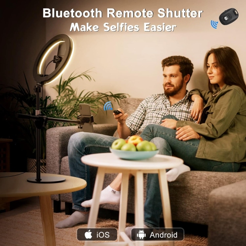 Overhead Phone Mount with Ring Light for Video Recording, Cooking Filming. Content Creator Kit with 10.5 Ringlight, Desk Stand and 2 Phone Holder,