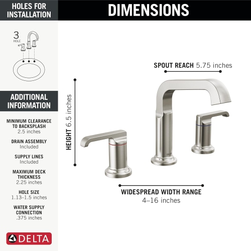 Delta Faucet 35589-SS-PR-DST Tetra Bathroom Faucet, Lumicoat Stainless