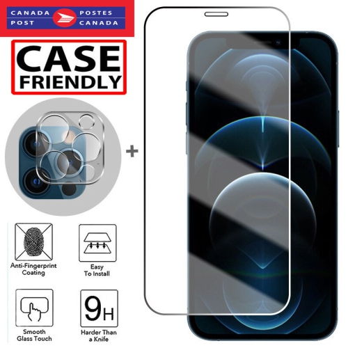 Protecteur d'écran pour iPhone 12 Mini avec protecteur d'objectif en verre trempé HD 9H sans bulles antirayure pour iPhone 12 Mini